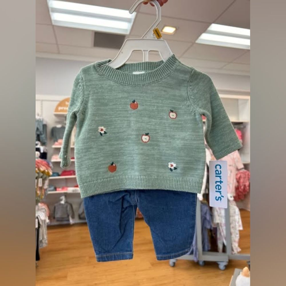 Carter's Mint Sweater with Denim Pants